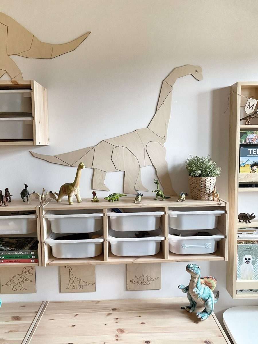 Origami diplodoka dinozaurs – koka sienas dekorācija, vidēja