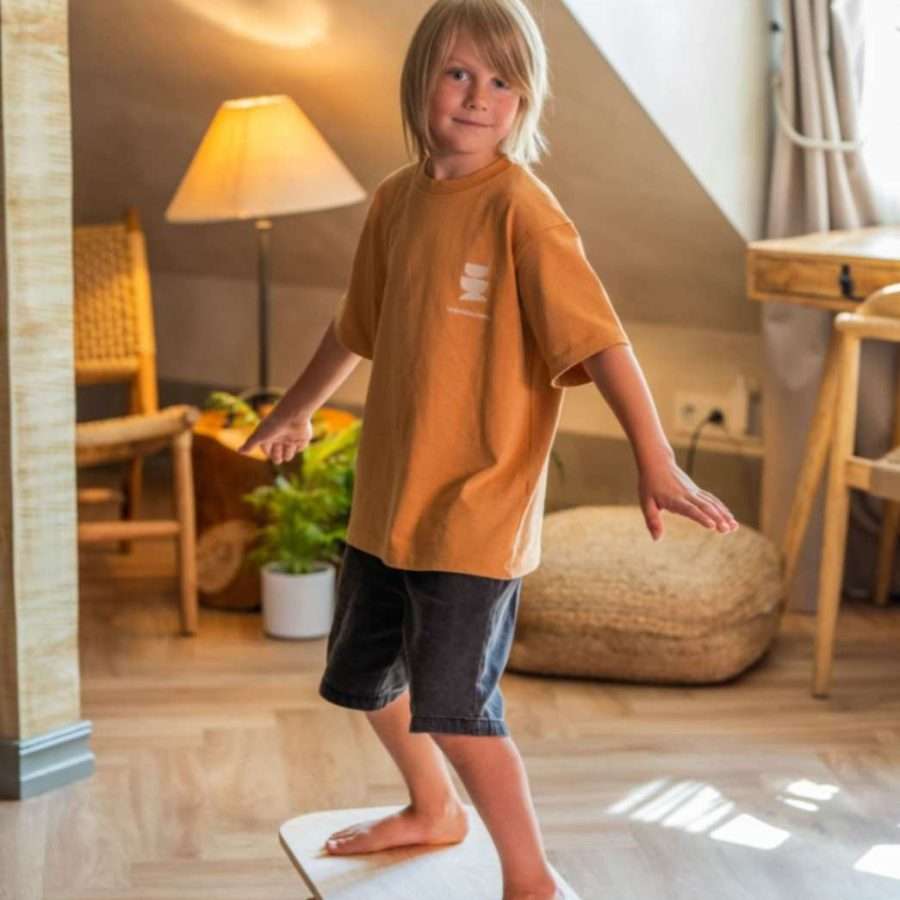 Taisnstūrveida līdzsvara dēlis ar vingrošanas rulli – sānu logo